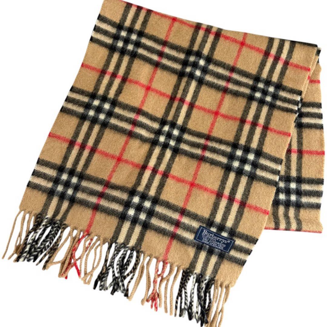 美品 Burberry バーバリー マフラー カシミヤ イギリス製 ノバチェック