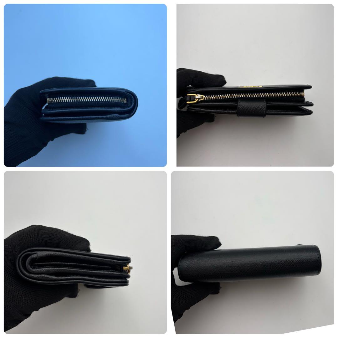 付属付き　プラダ　PRADA 二つ折り財布　サフィアーノ　レザー　ブラック