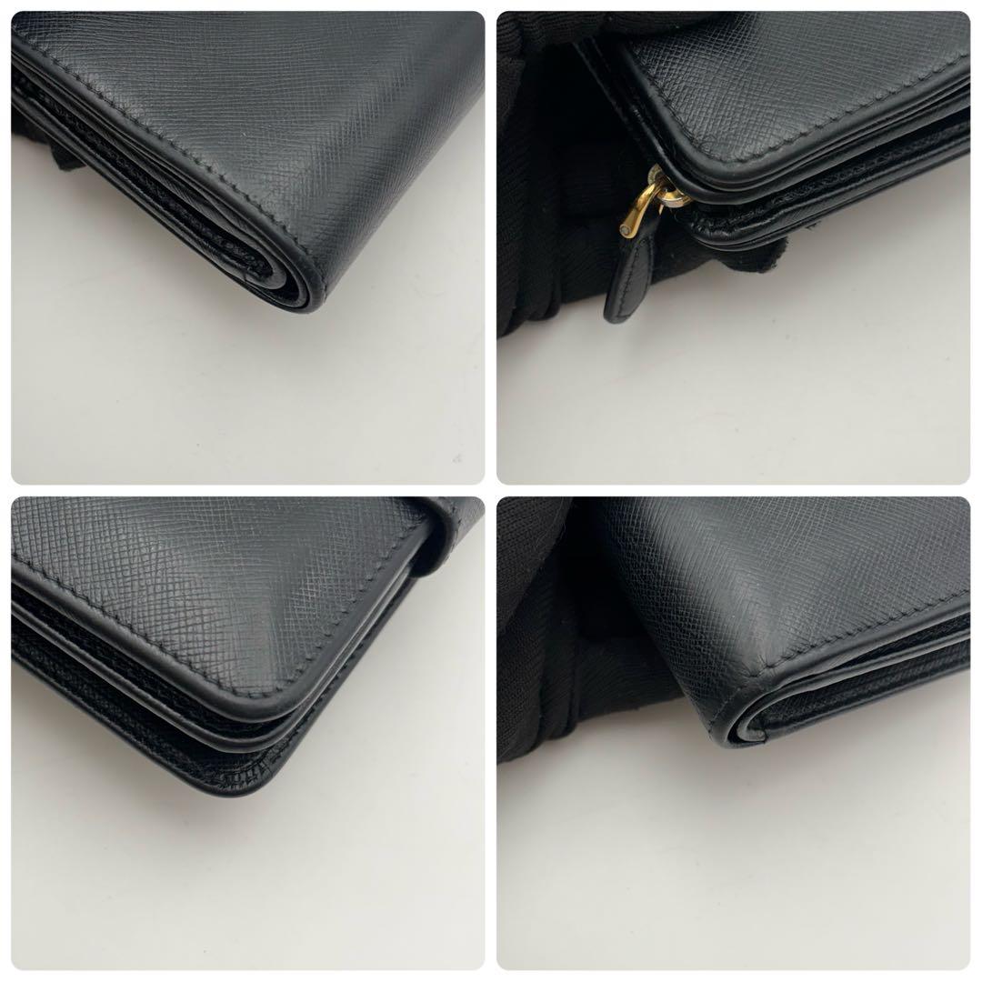 付属付き　プラダ　PRADA 二つ折り財布　サフィアーノ　レザー　ブラック