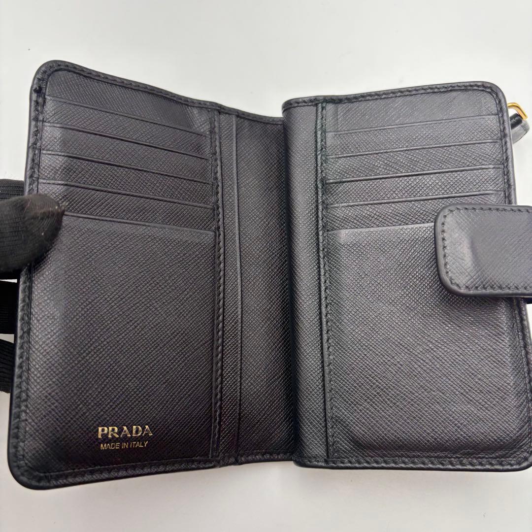 付属付き　プラダ　PRADA 二つ折り財布　サフィアーノ　レザー　ブラック