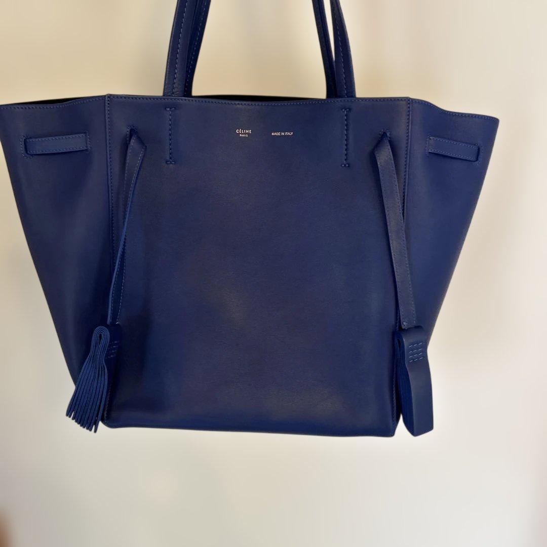 セリーヌ　ネイビー レザー トートバッグ タッセル付き　ショルダー　肩掛け