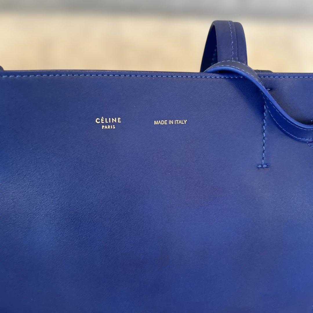 セリーヌ　ネイビー レザー トートバッグ タッセル付き　ショルダー　肩掛け