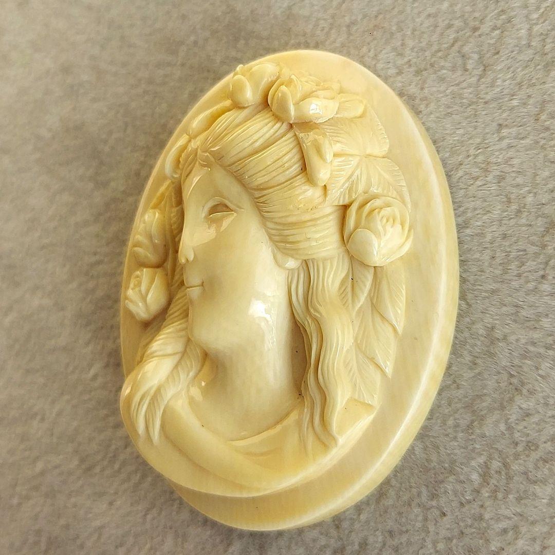 薔薇と女性　シェル　カメオ　ルース