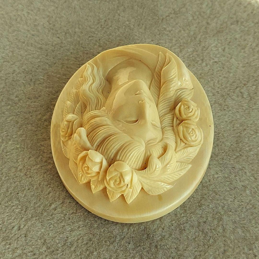 薔薇と女性　シェル　カメオ　ルース