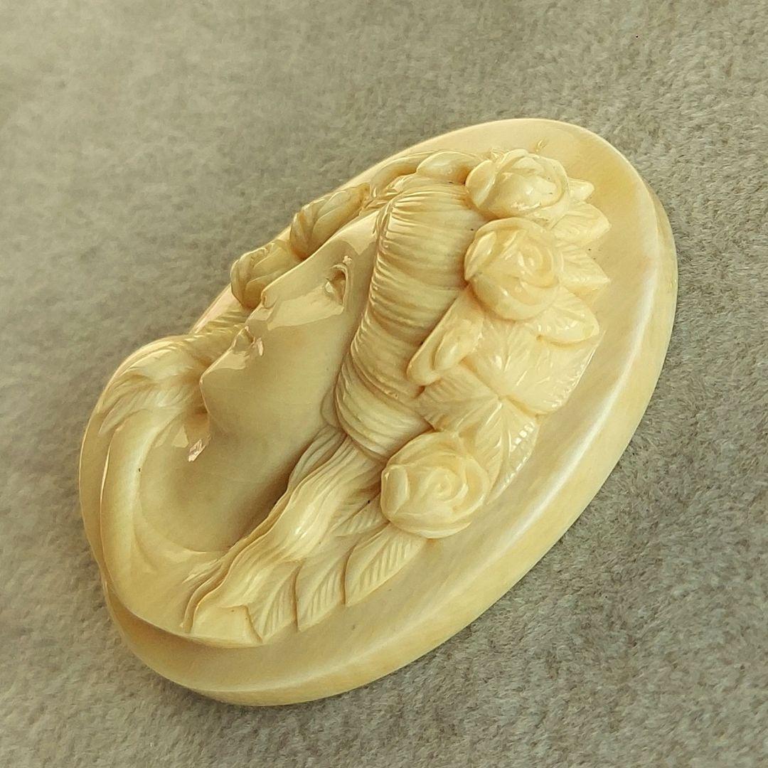 薔薇と女性　シェル　カメオ　ルース