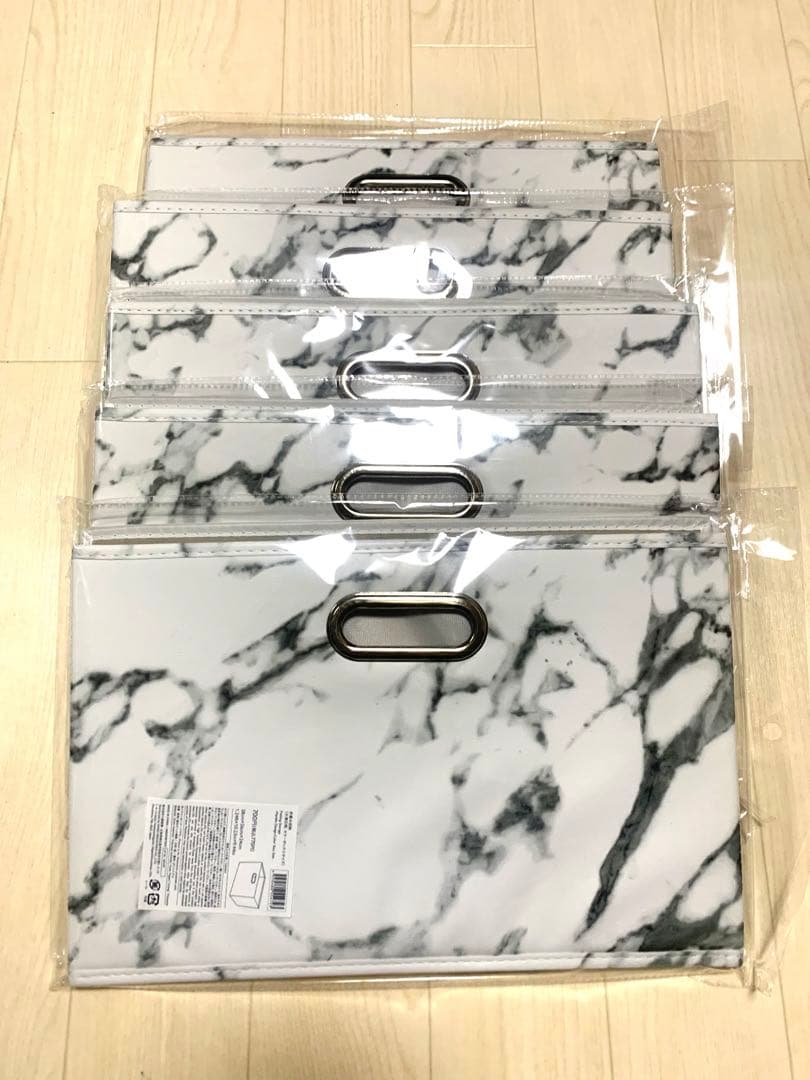 THREEPPY 大理石柄 折り畳み収納カラーボックス　5個セット