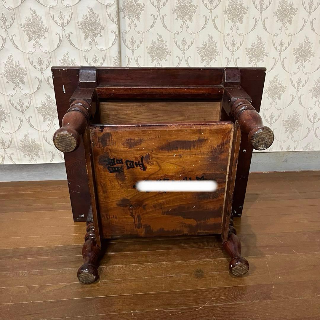 【アンティーク】昭和レトロ 木製 ろくろ脚 ローテーブル 文机 座卓 古道具