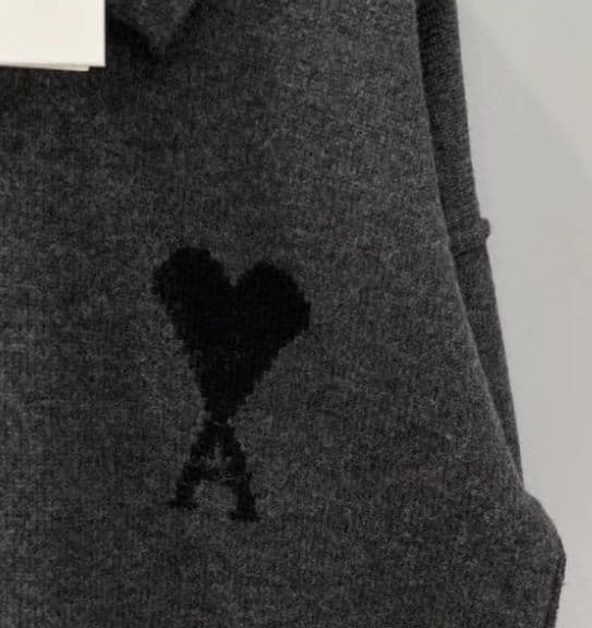 Ami Paris グレー ポロニット ハート刺繍 M