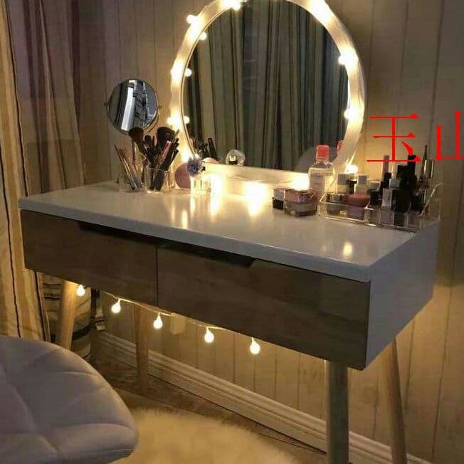 オシャレホワイ木製　ドレッサー　スツール　ライトセット玉山川泽出品h