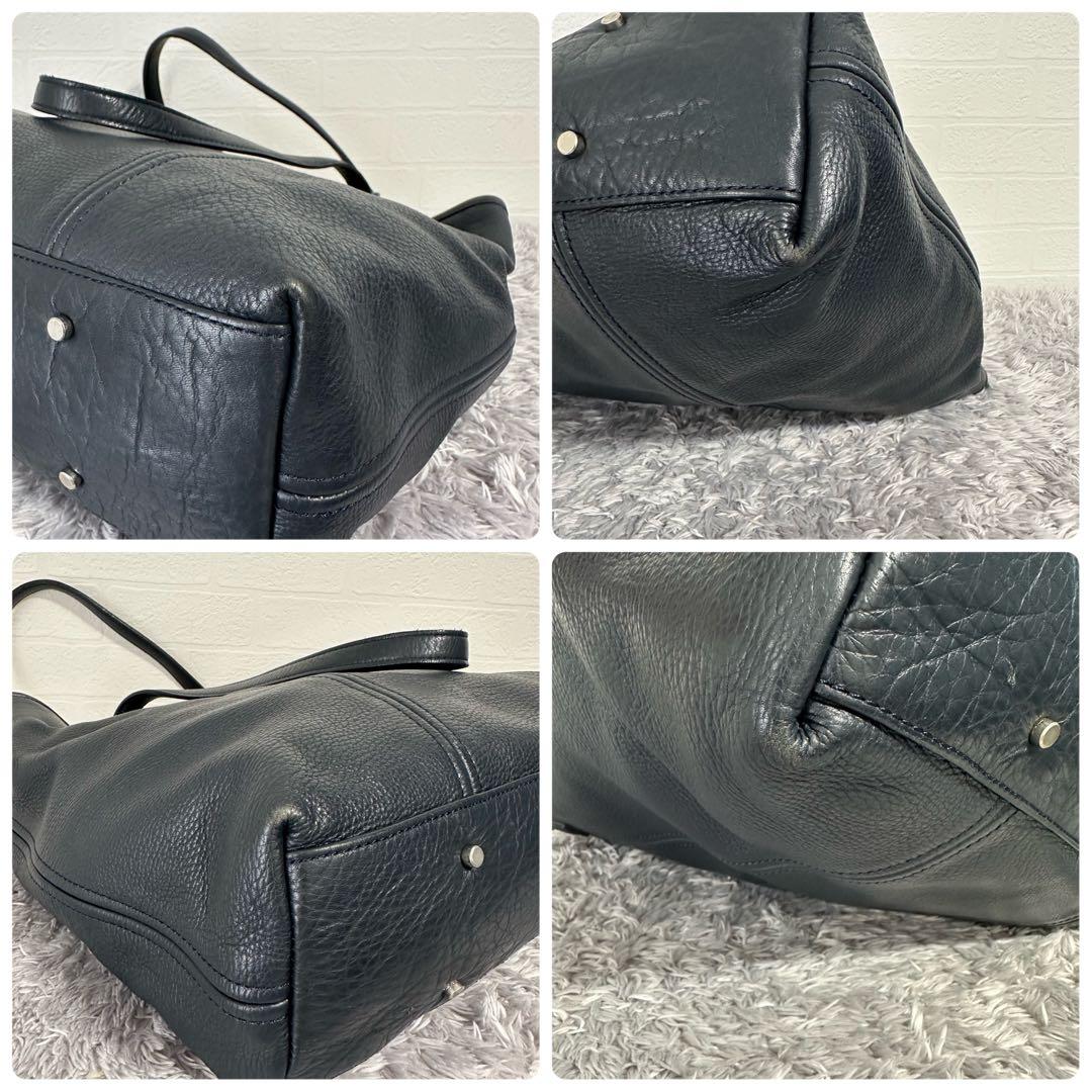 美品　アニアリaniary ビジネストートバッグ　ネイビー　紺　レザー　大容量