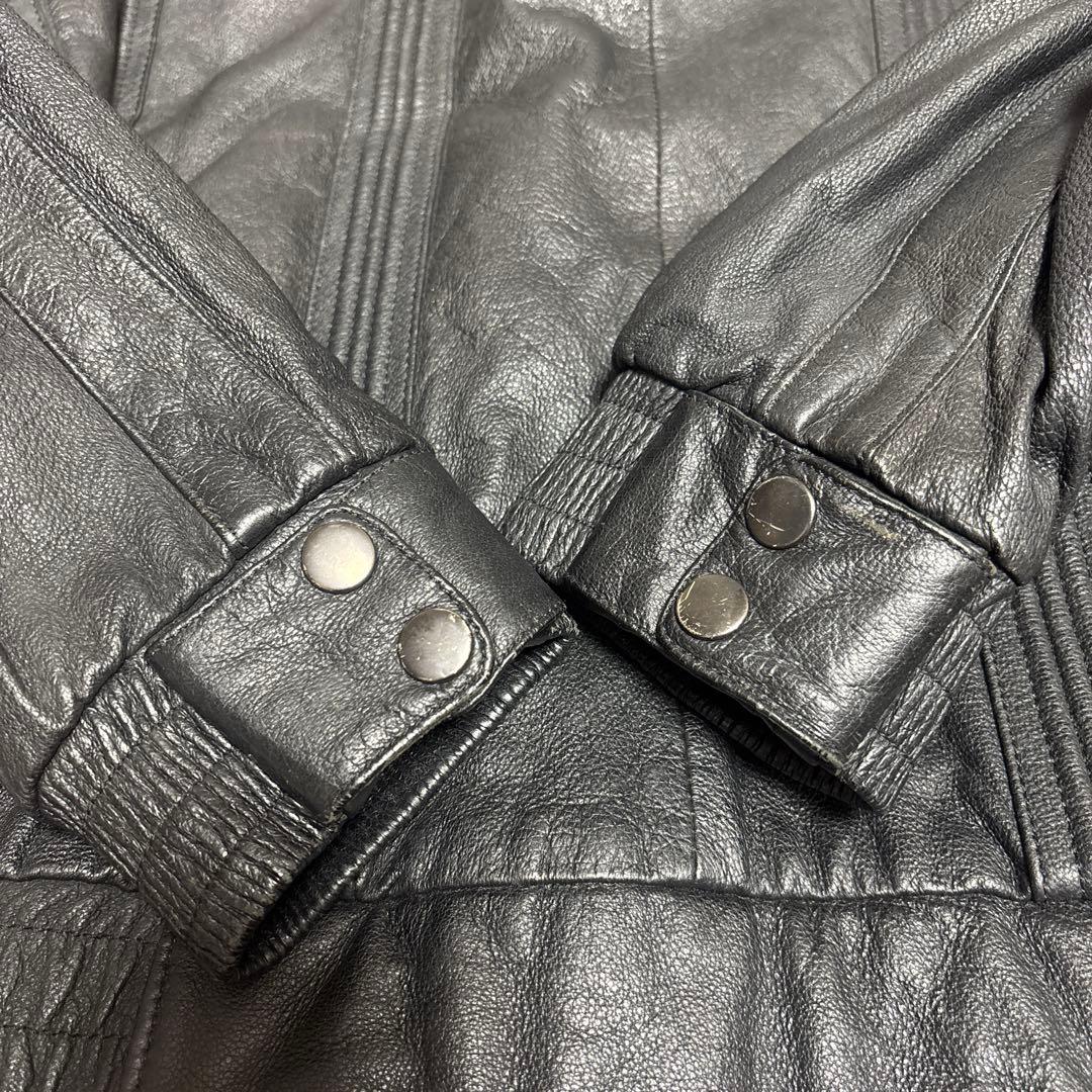 old leather jacket blouson black 本革 短丈 M