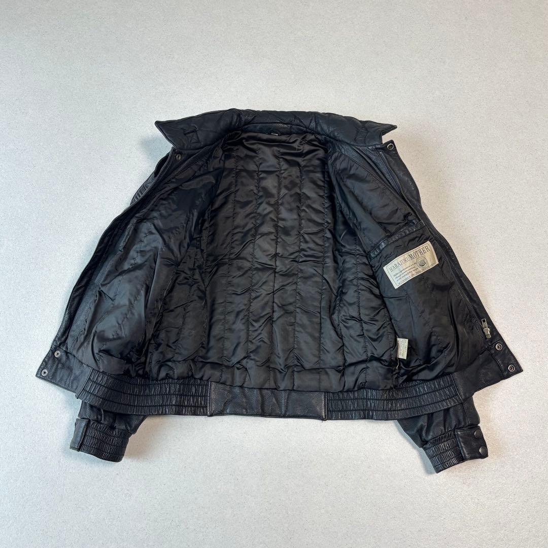 old leather jacket blouson black 本革 短丈 M