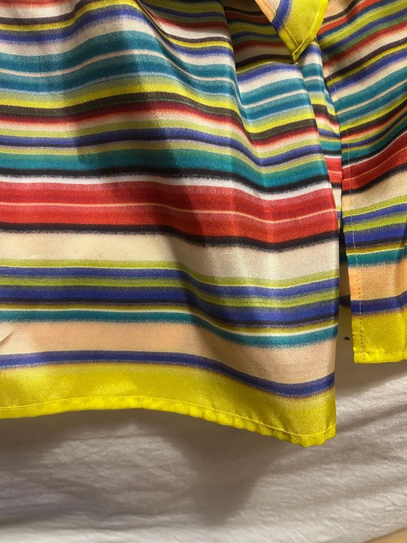 CABaN キャバン シルクマルチストライプ ティアードラップスカート