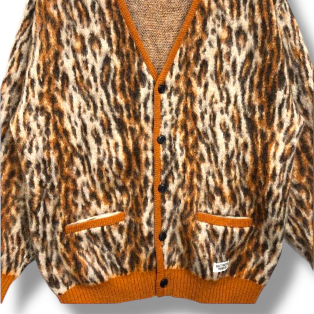 WACKO MARIA　レオパードモヘアカーディガン　ブラウン系　大きいサイズ
