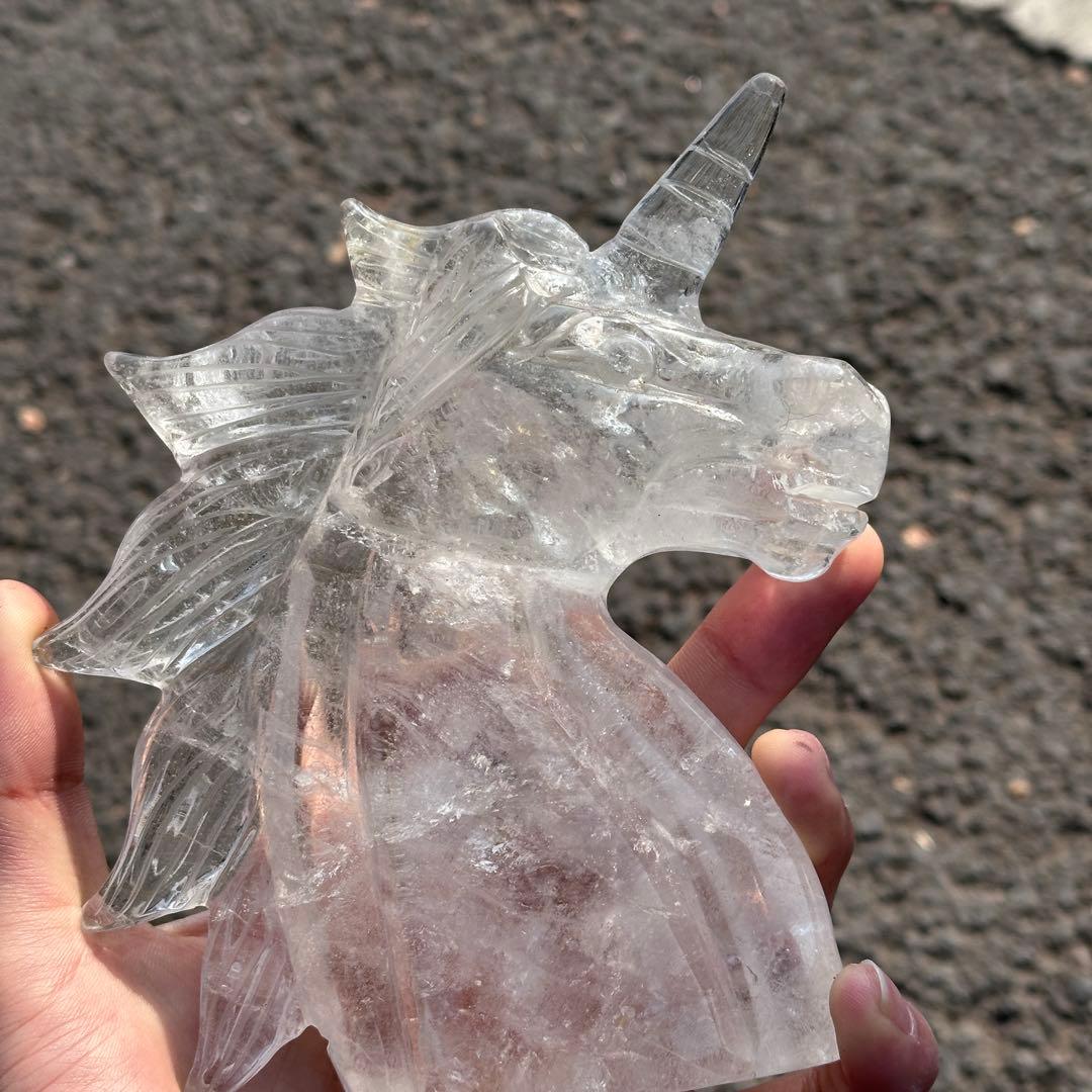 天然石水晶のユニコーン　置物ご購入前に在庫確認必要G.216