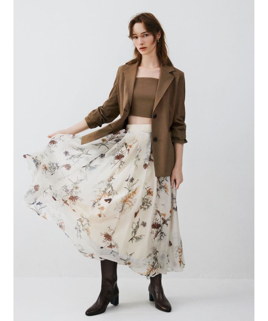 FRAY I.D ボタニカルプリントシアータックスカート フレイアイディ