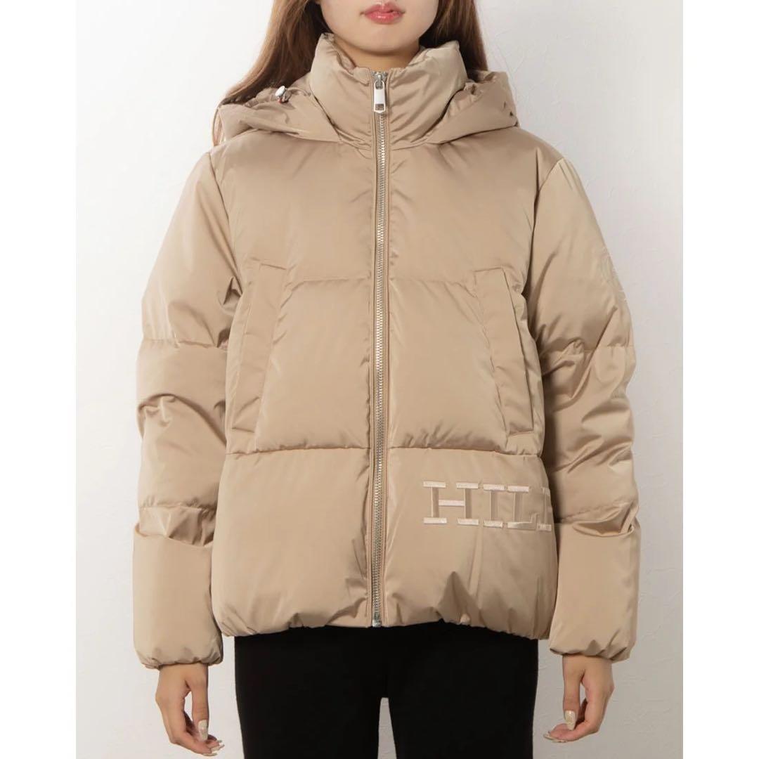 Mサイズ   サテン ダウンジャケット ベージュ