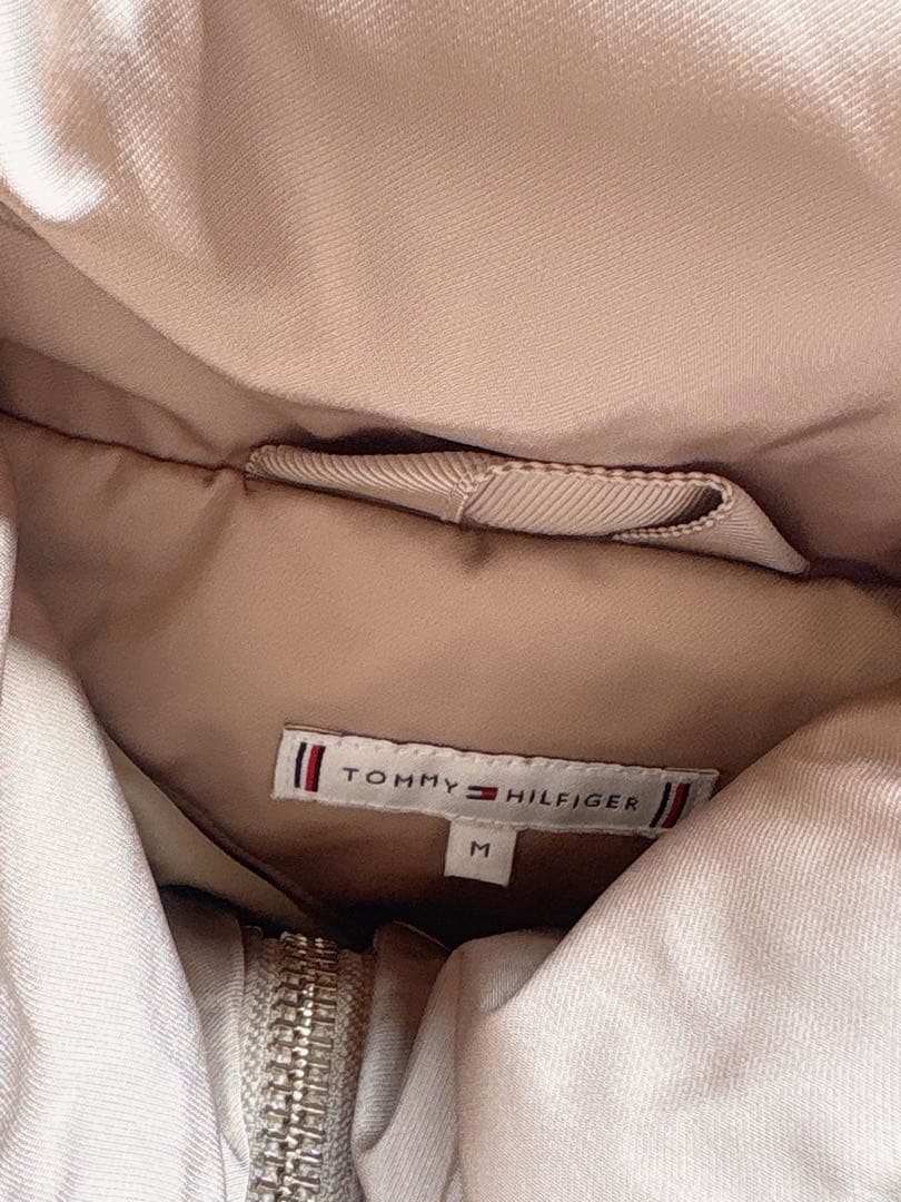 Mサイズ   サテン ダウンジャケット ベージュ