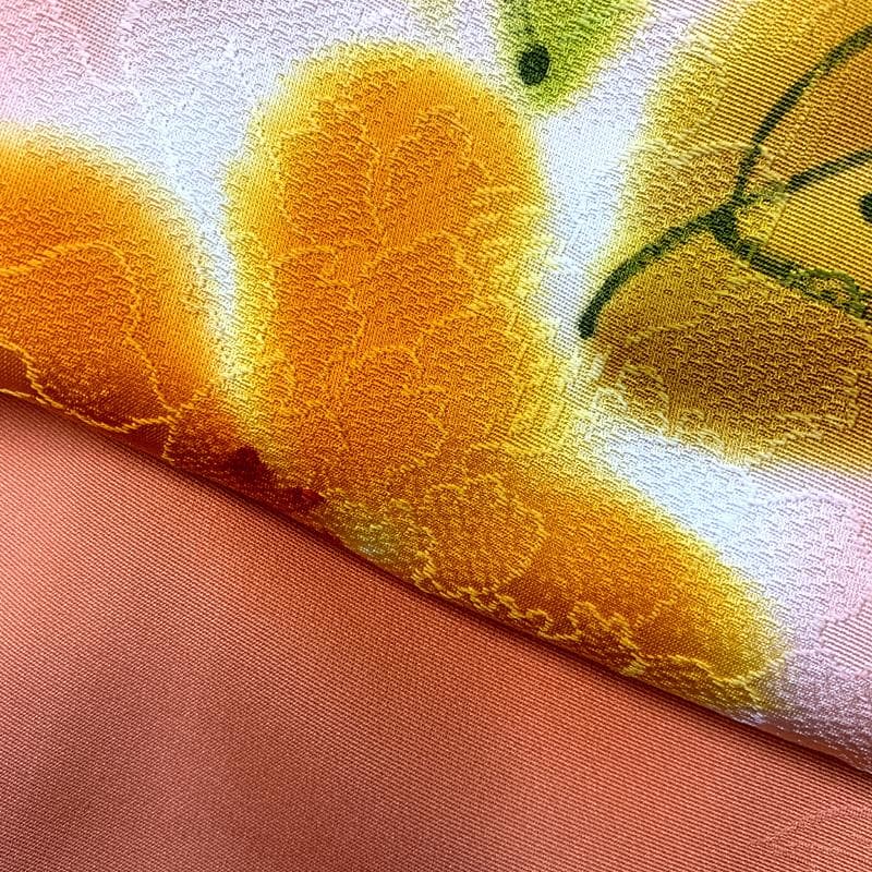 509ag1□七五三 七歳 女児 着物&袋帯 ぼかし花柄 地紋□美品