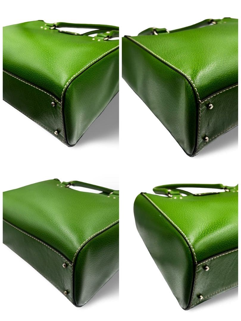 ダイヤ様ケイトスペードニューヨーク　トートバッグ　レザー　グリーン　肩掛け大容量