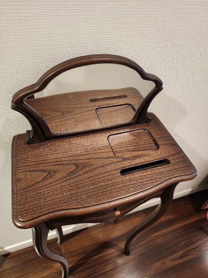 猫脚　アンティーク木製ドレッサー ミラー付き
