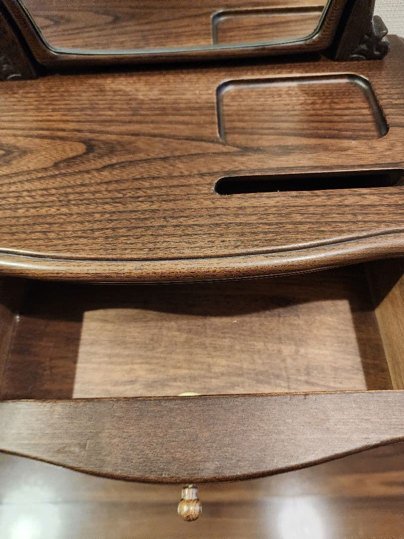 猫脚　アンティーク木製ドレッサー ミラー付き