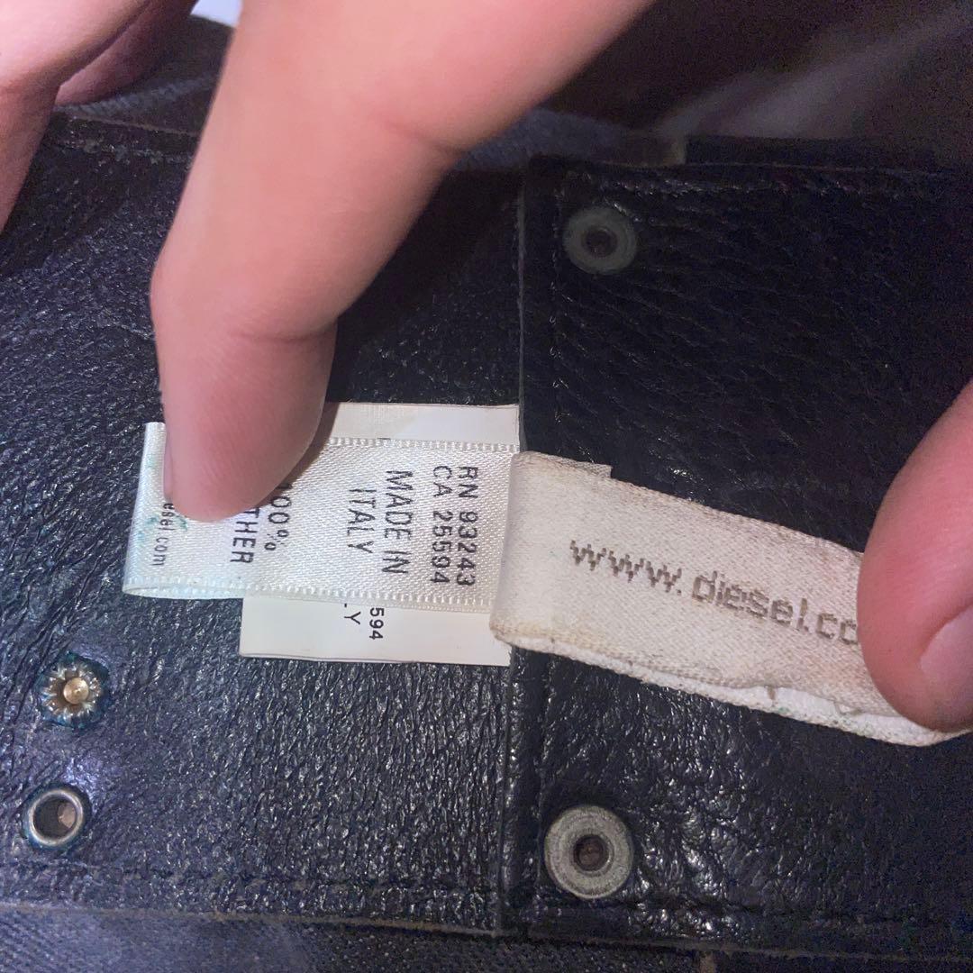 スタッズ付きブラックdieselレザーベルト