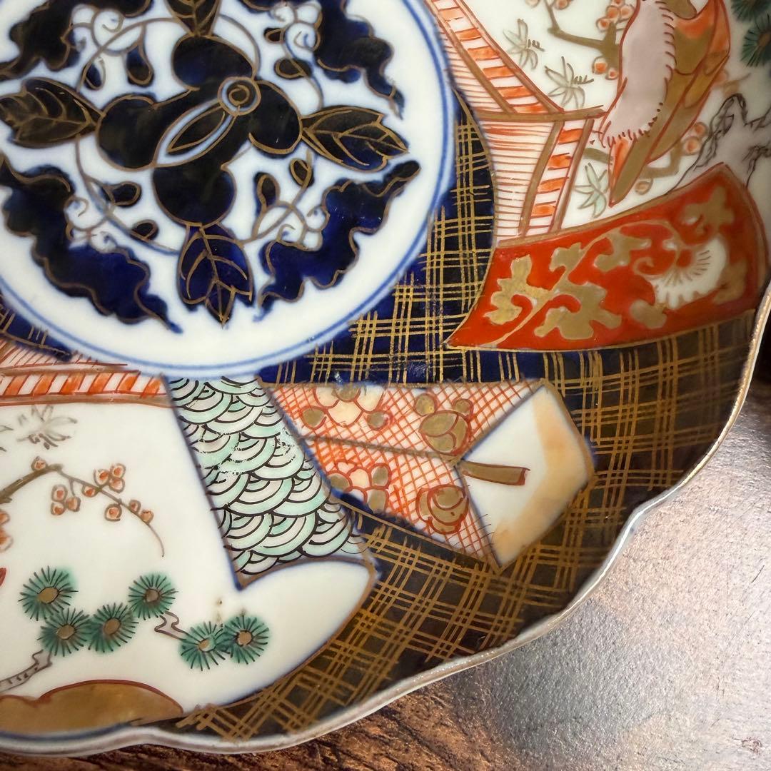 古伊万里　赤絵金彩鳥図六寸皿五客 中皿/銘々皿/アンティーク/お皿時代 070