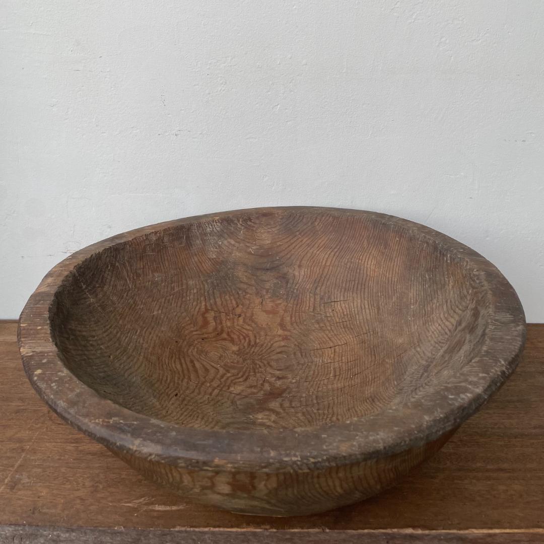 木製 ボウル こね鉢 生地鉢 ねり鉢 木鉢 民芸 アンティーク 古道具 一刀彫