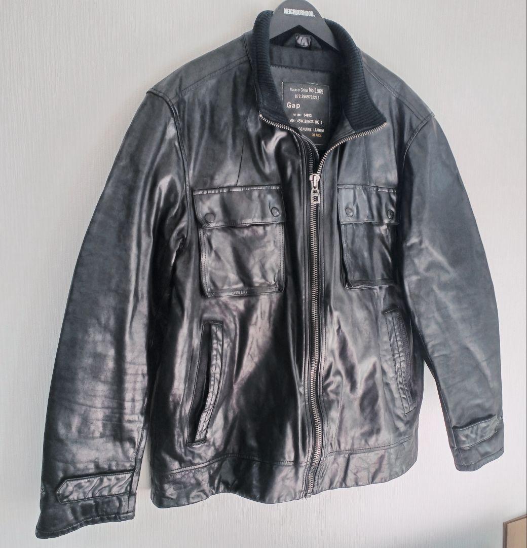 90's レザージャケット ギャップ　GAP 本革 XL ブラック