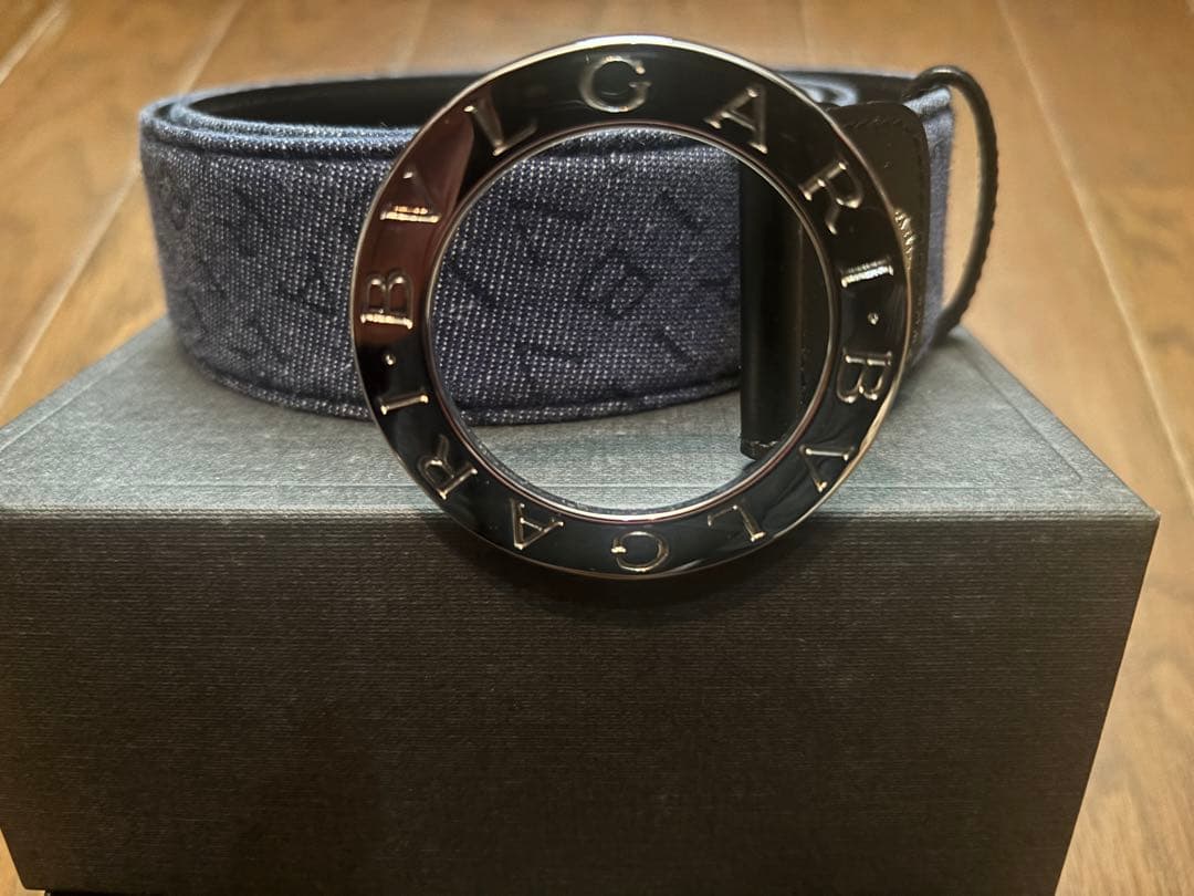 BVLGARI ベルト　ロゴマニア　デニムネイビー