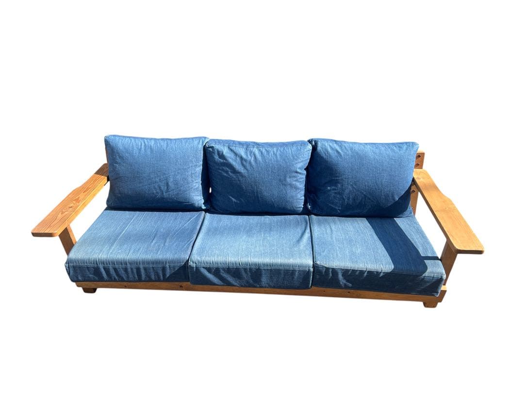 サダモクデザイン 児島デニム 3人掛けソファ 無垢材 岡山デニム