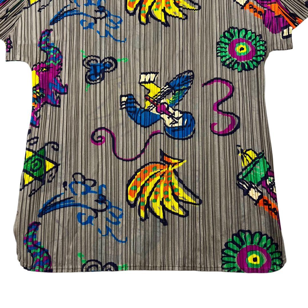 PLEATS PLEASE カットソー 総柄 アニマル ライトブラウン 3 L