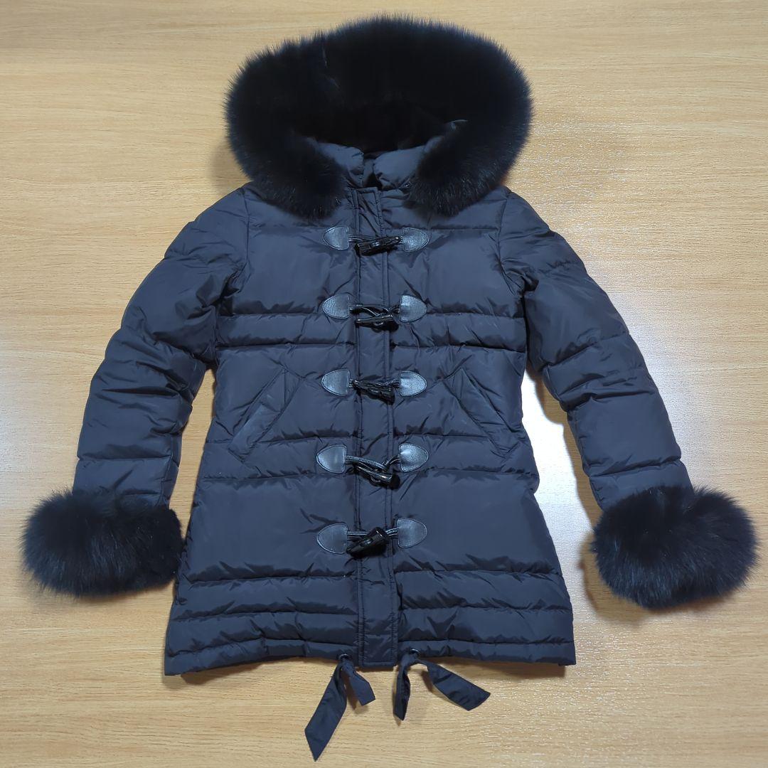 BLUGIRL BLUMARINE ファー付きフード ブラックダウンジャケット