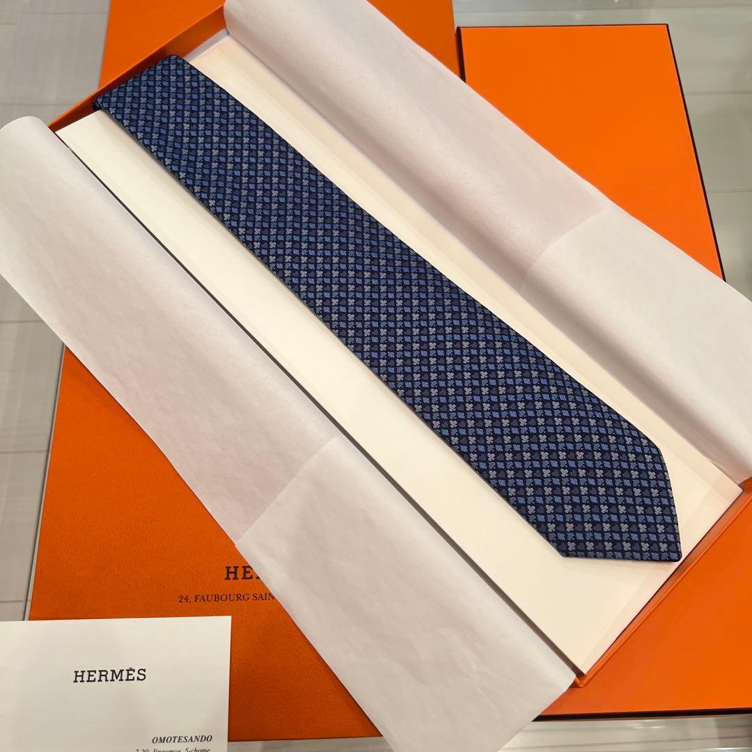 【新作】HERMES シルクタイ ブルー系 カレ・ダース エルメス