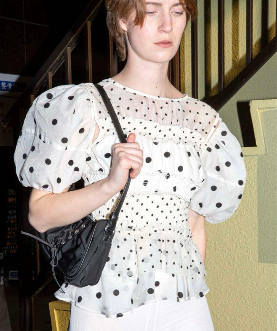 MAISON SPECIAL ドット柄パフスリーブブラウス