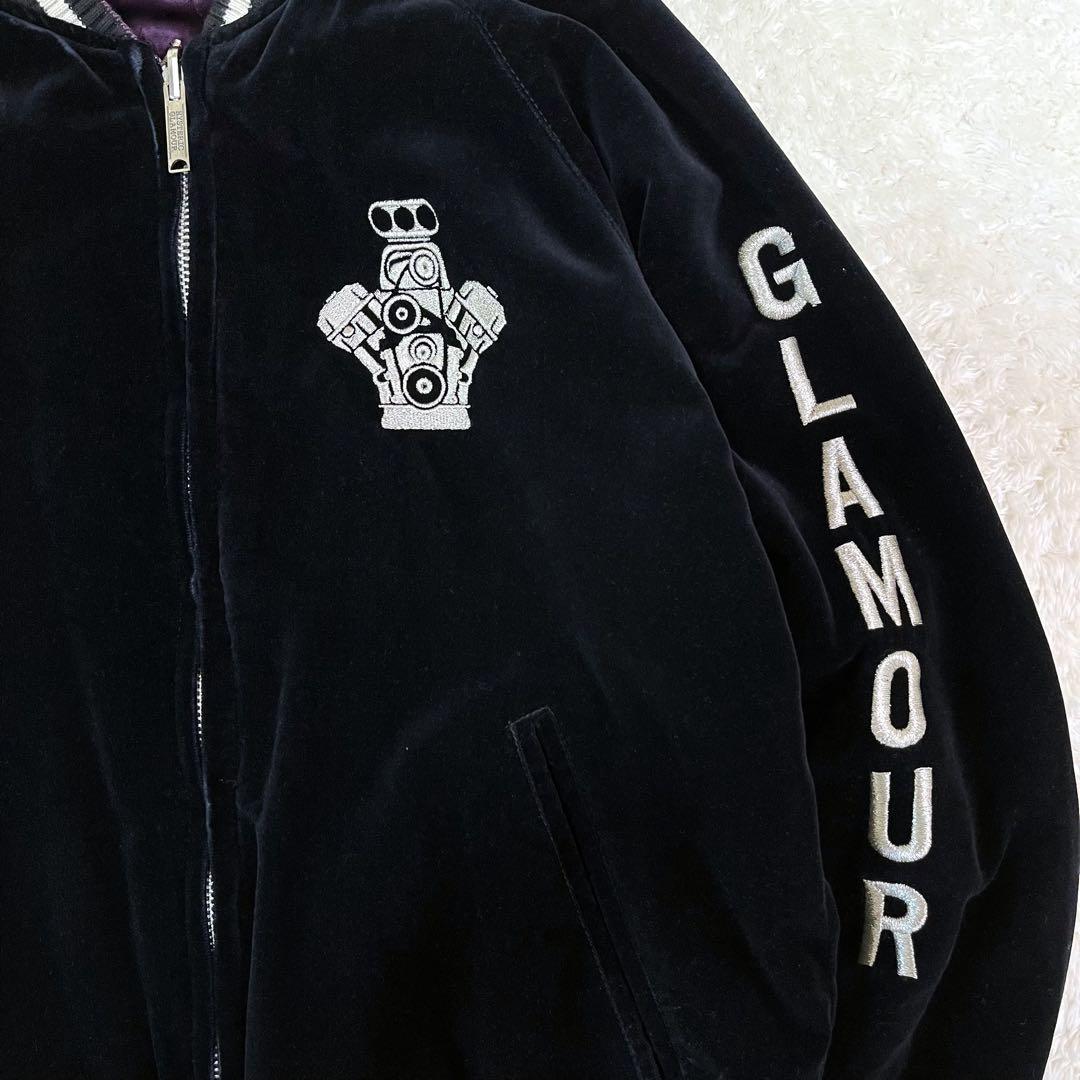 希少ヒステリックグラマー刺繍ベロアリバーシブルブルゾンパープルブラックF