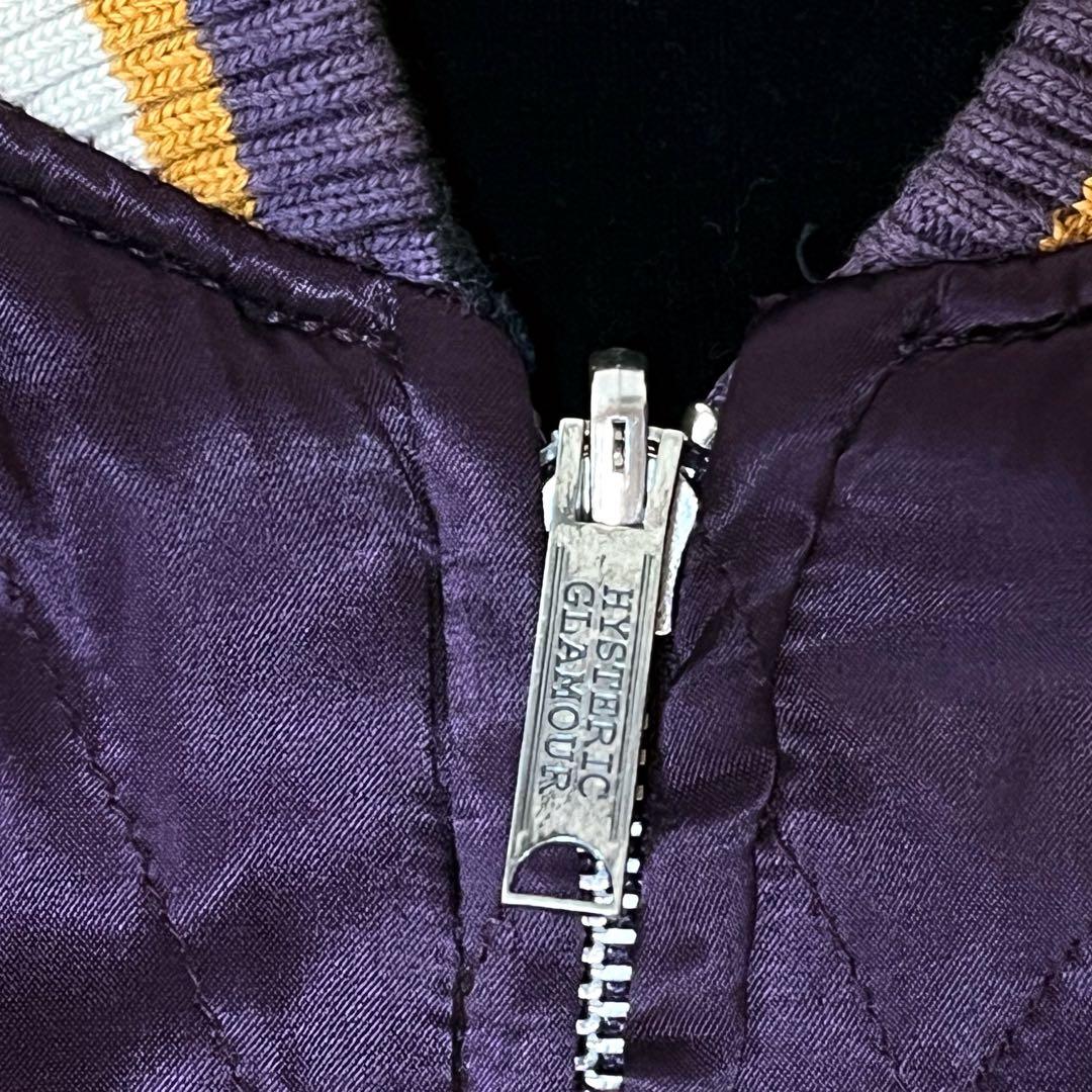 希少ヒステリックグラマー刺繍ベロアリバーシブルブルゾンパープルブラックF