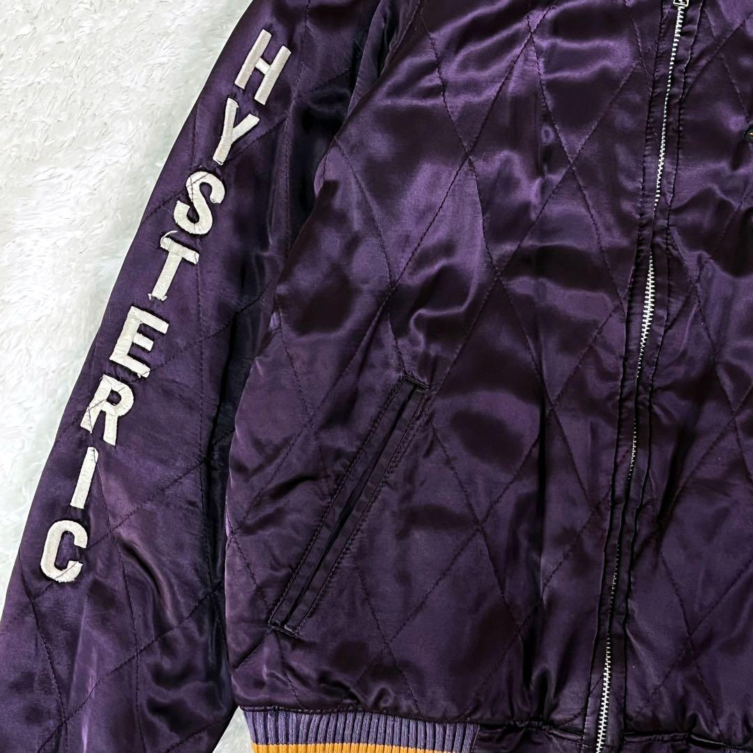 希少ヒステリックグラマー刺繍ベロアリバーシブルブルゾンパープルブラックF