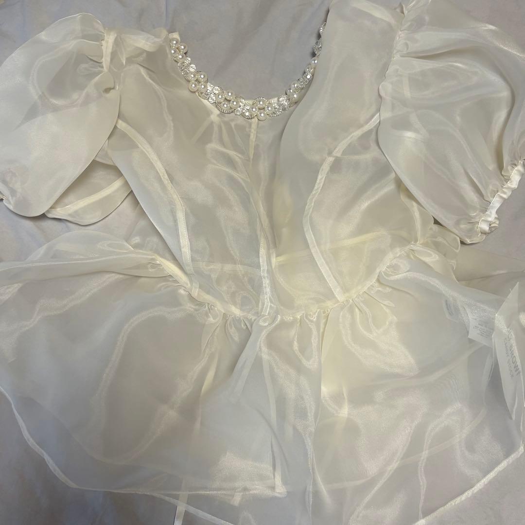 lily brown ビジューオーガンペプラムトップス