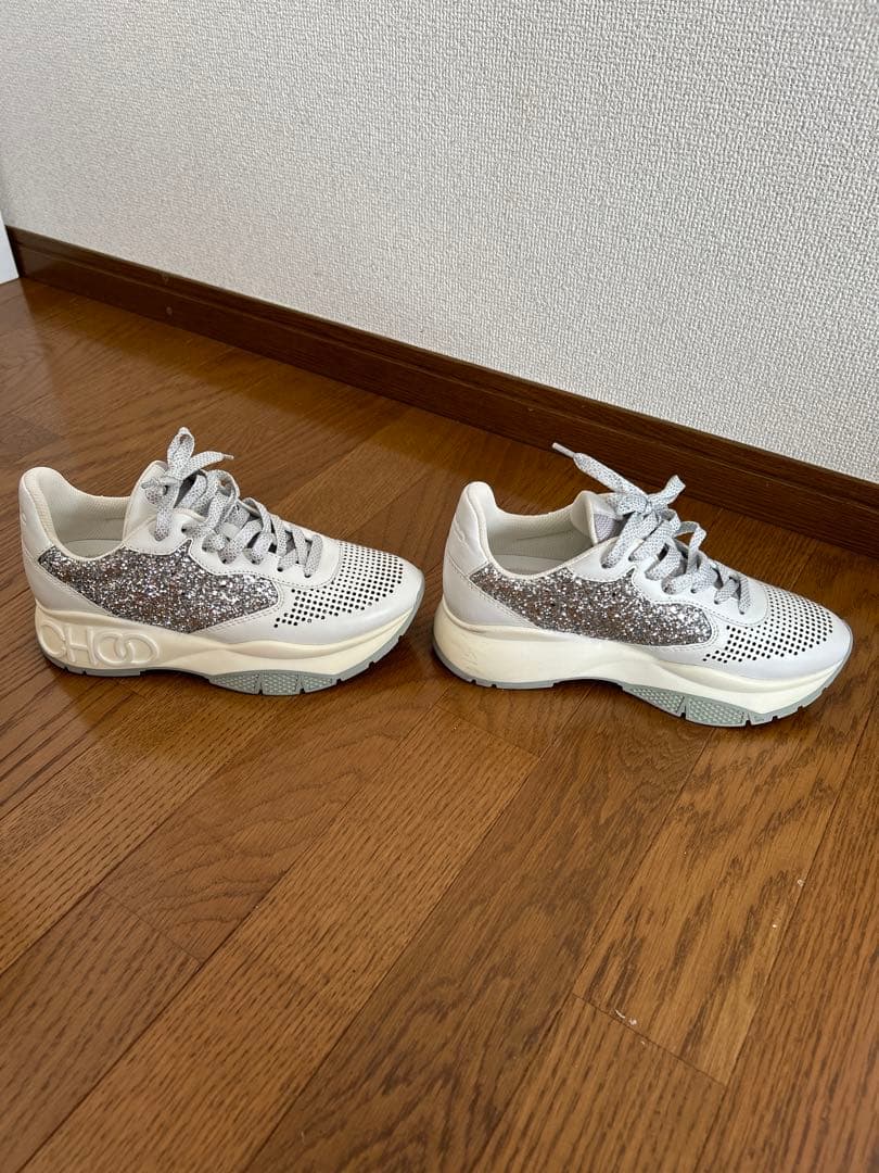 【一度履きのみ】ジミーチュウグリッター スニーカー