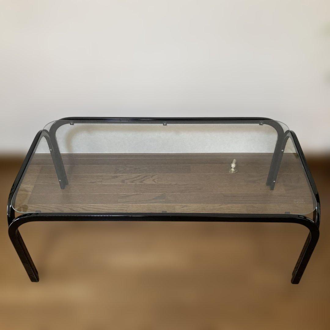 希少　レトロ　ガラステーブル　ブラック