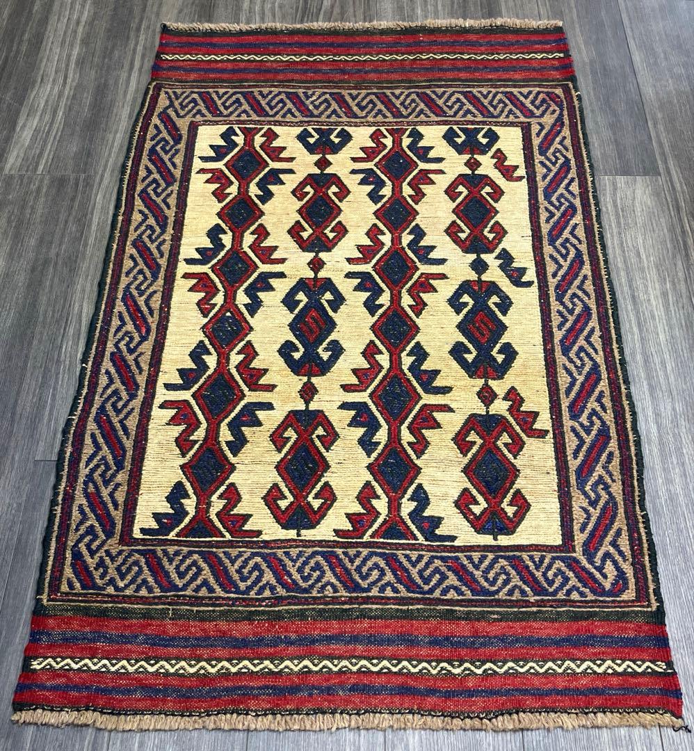ヴィンテージ トライバルラグスマック手織りキリムアフガニスタン89x140cm