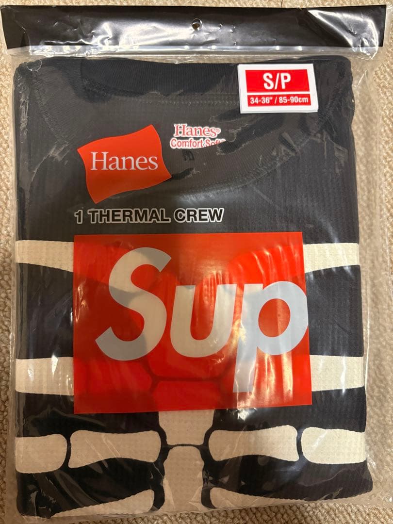 Hanes スケルトンプリント サーマルクルー S/P