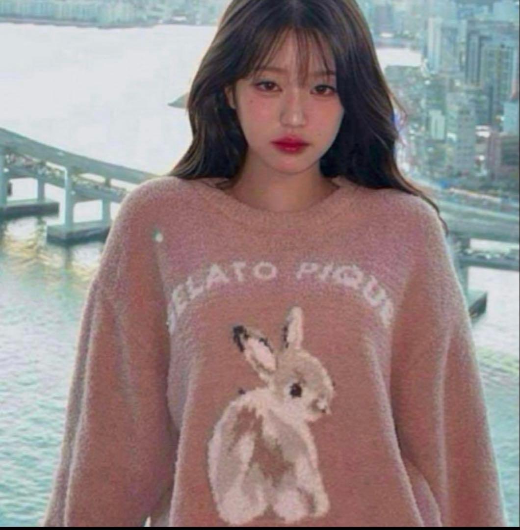 ジェラートピケ新品　ラビットジャガードプルオーバー&ロングパンツ