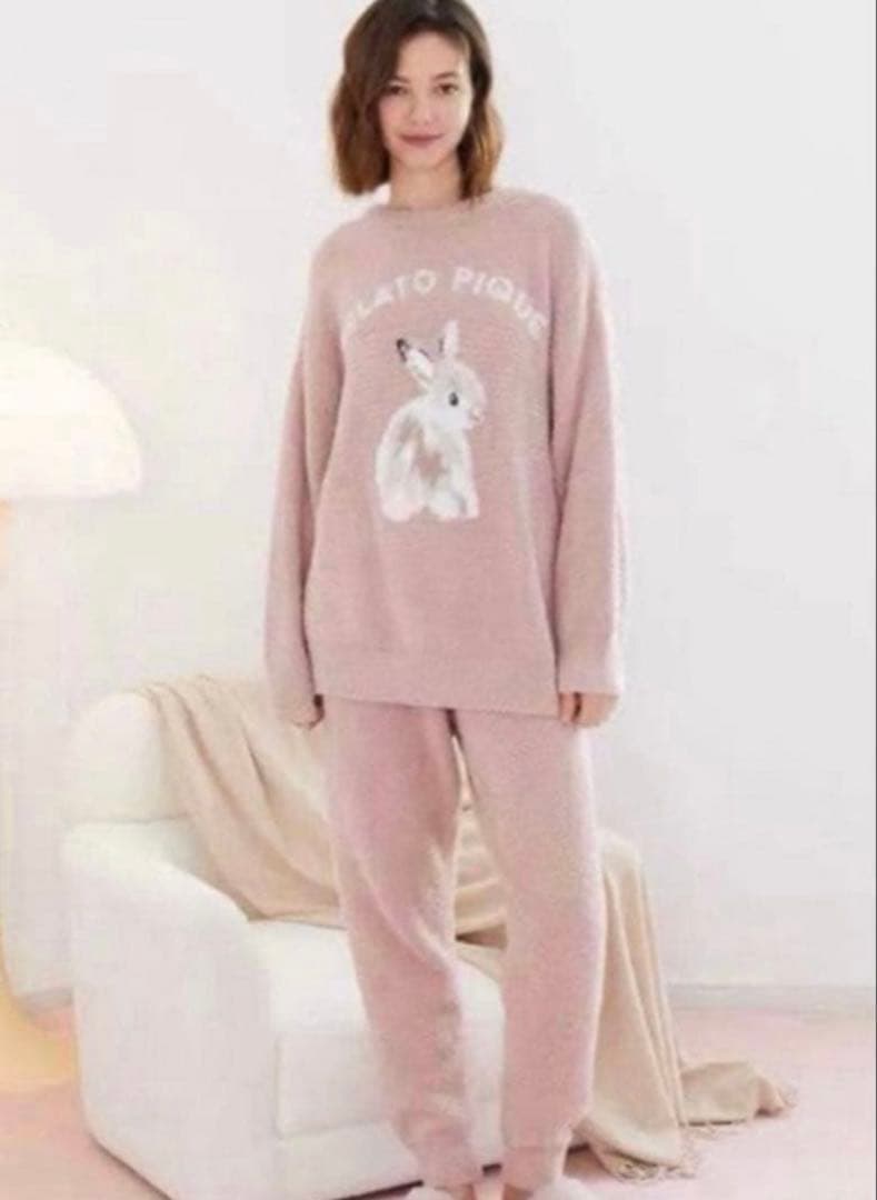 ジェラートピケ新品　ラビットジャガードプルオーバー&ロングパンツ