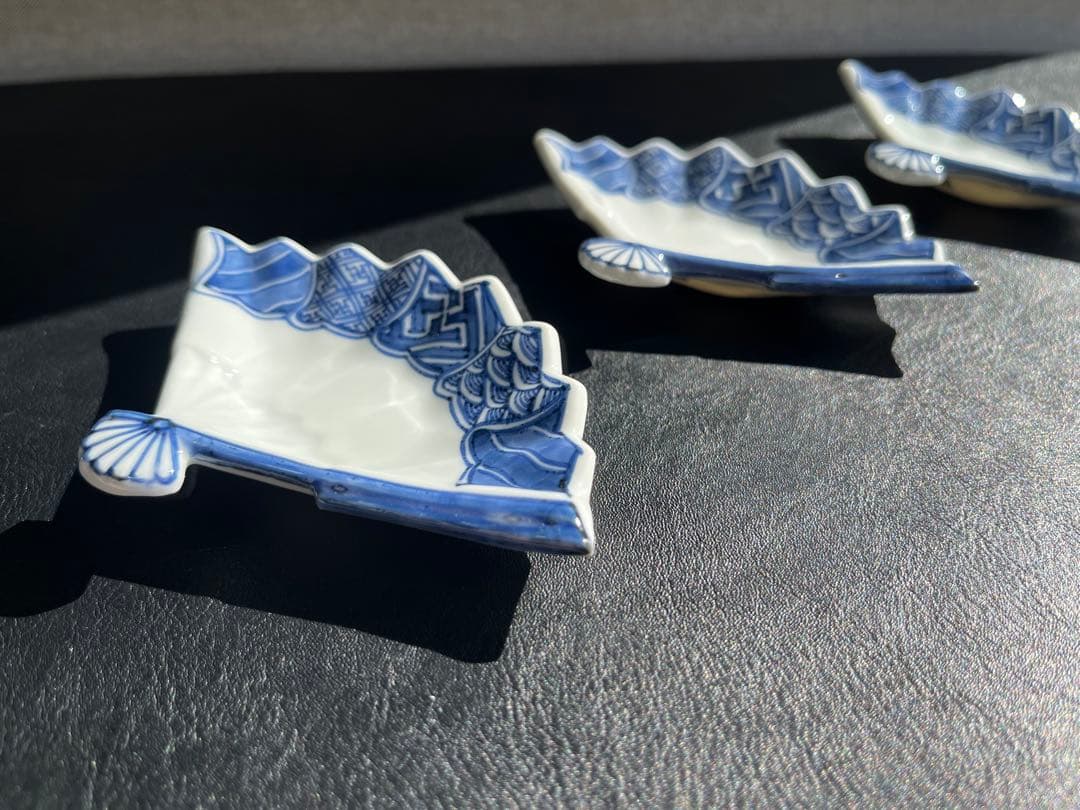 京焼　清水焼　平安壹楽　山本壹楽　扇形皿　小皿　３点