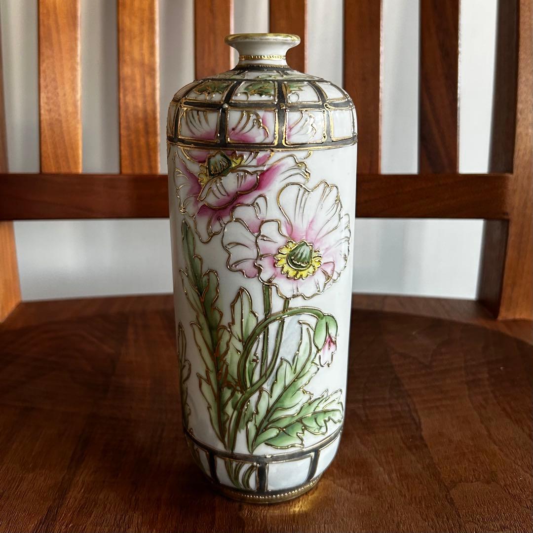 【アンティーク】花瓶　オールドノリタケ M 印NIPPON表記　ハンドペイント