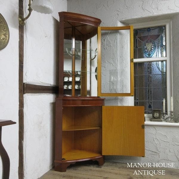 イギリス アンティーク 家具 コーナーキャビネット 飾り棚 英国 6953c