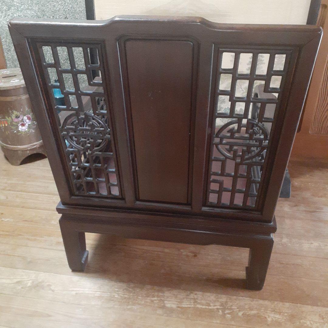 【貴重】アンティークチェア 唐木 中国 花梨 螺鈿 花鳥図 レトロ